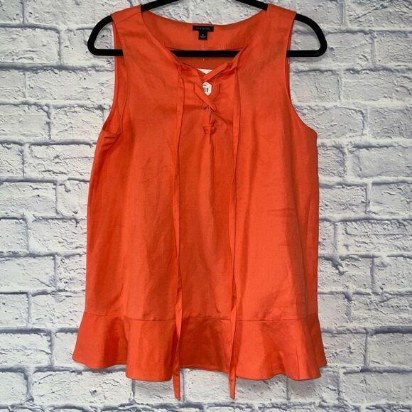 Ann Taylor linen sleeveless lace up peplum top NWT - Picture 3 of 12